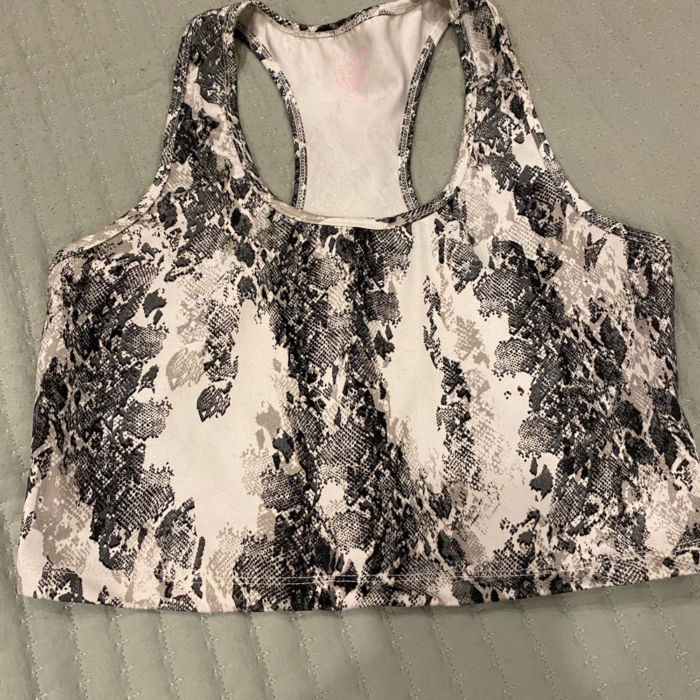 Evolution and Creation Snakeskin Print Racerback Crop Top Large